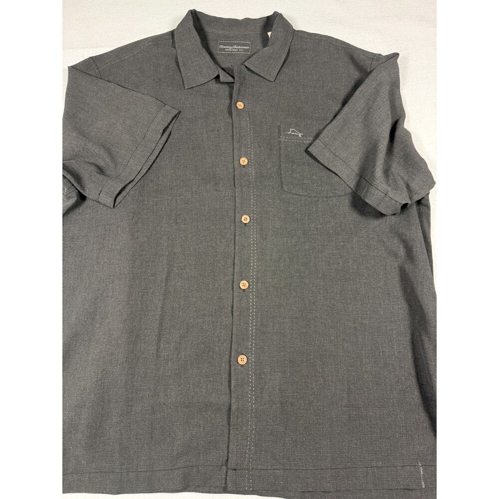 Tommy Bahama Island Zone Silk Blend Camp Shirt Gray Original Fit XL